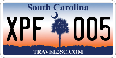 SC license plate XPF005