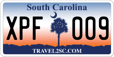 SC license plate XPF009
