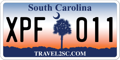 SC license plate XPF011