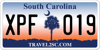 SC license plate XPF019