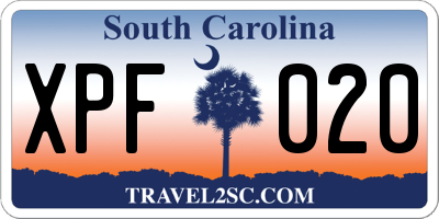 SC license plate XPF020