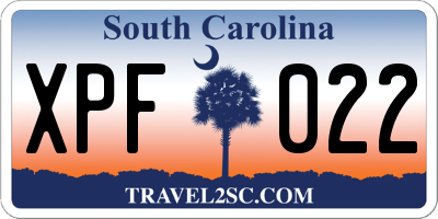 SC license plate XPF022