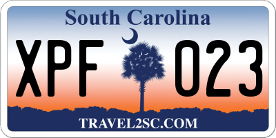 SC license plate XPF023