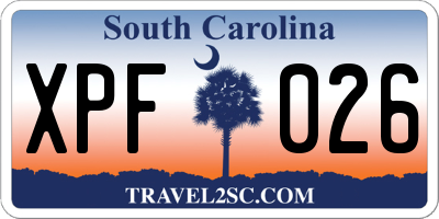 SC license plate XPF026