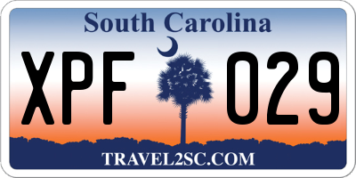 SC license plate XPF029
