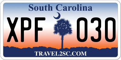SC license plate XPF030