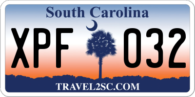 SC license plate XPF032