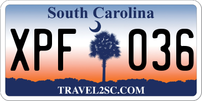 SC license plate XPF036