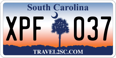 SC license plate XPF037