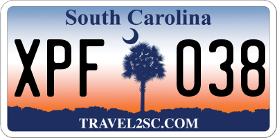 SC license plate XPF038