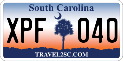 SC license plate XPF040
