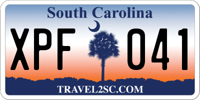 SC license plate XPF041