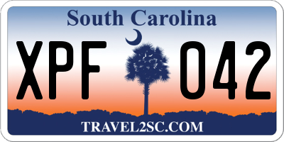 SC license plate XPF042