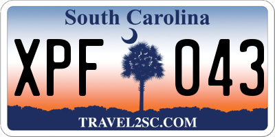 SC license plate XPF043