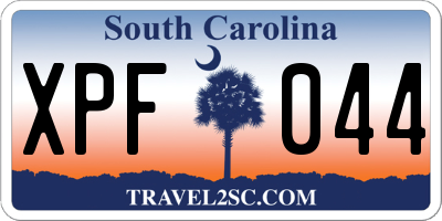SC license plate XPF044