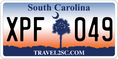 SC license plate XPF049