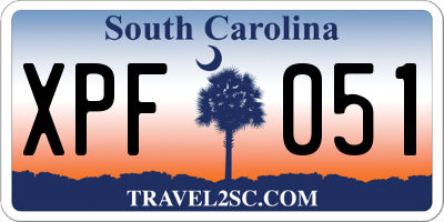 SC license plate XPF051