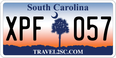 SC license plate XPF057