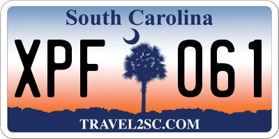 SC license plate XPF061