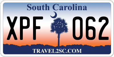 SC license plate XPF062