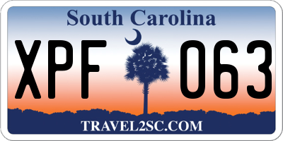 SC license plate XPF063