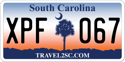 SC license plate XPF067