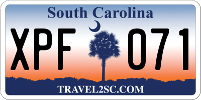 SC license plate XPF071
