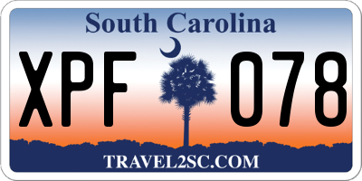 SC license plate XPF078