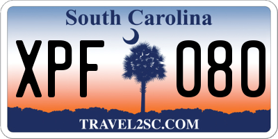 SC license plate XPF080
