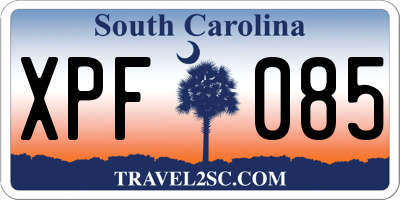 SC license plate XPF085