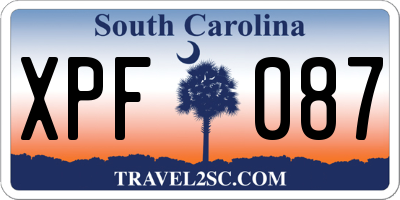 SC license plate XPF087