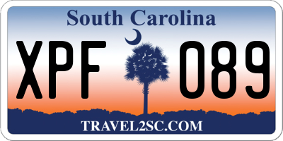 SC license plate XPF089