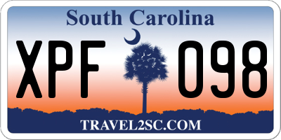 SC license plate XPF098
