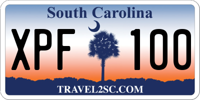 SC license plate XPF100