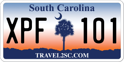 SC license plate XPF101