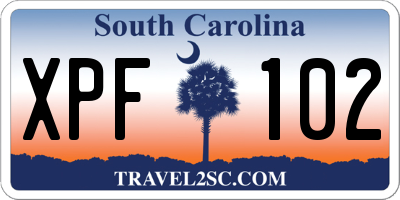 SC license plate XPF102