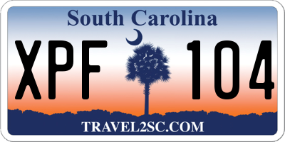 SC license plate XPF104
