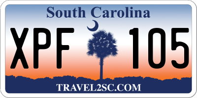 SC license plate XPF105