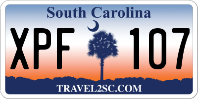 SC license plate XPF107