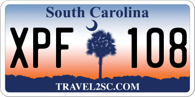 SC license plate XPF108