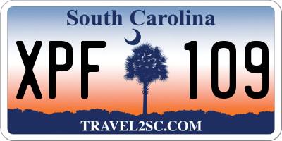 SC license plate XPF109