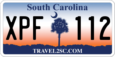 SC license plate XPF112