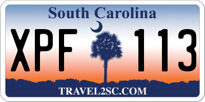 SC license plate XPF113