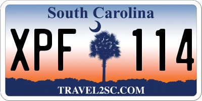 SC license plate XPF114