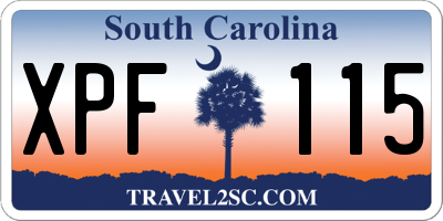SC license plate XPF115
