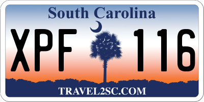 SC license plate XPF116