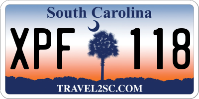 SC license plate XPF118