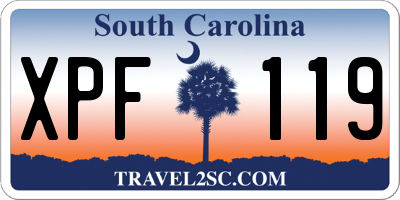 SC license plate XPF119