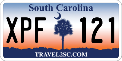 SC license plate XPF121