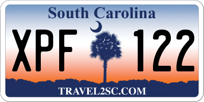 SC license plate XPF122